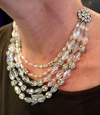 Gorg Vintage Miriam Haskell Crystal & Rhinestone Multi-strand Necklace Perfect • $450