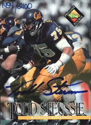 1994 Pro Line Live Autographs Vikings Football Card #117 Todd Steussie/2100 • $4.80