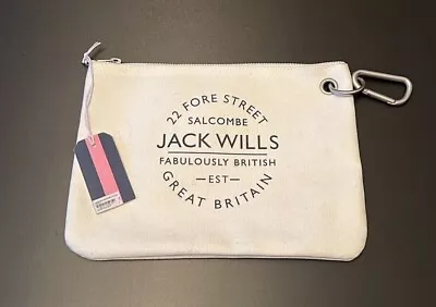 JACK WILLS Canvas Cream Makeup Toiletry Travel School Uni Pencil Case Wash Bag • £4.50