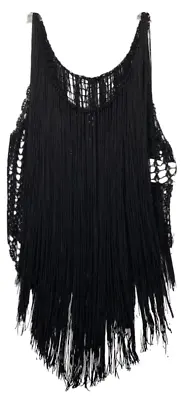 $23.99 • Buy Rosa Cha Womens Tassel/Fringe Covered Crochet Tank Top Black Size P S