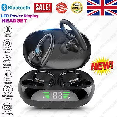 Bluetooth 5.1 Wireless Earpiece Headphones Earbuds Handsfree Headset With Mic UK • £15.90