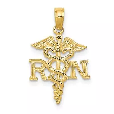 Caduceus RN Medical Symbol Pendant REAL Solid 14 K Yellow Gold • $140.98