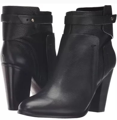 Vince Camuto Black Leather Faythe Ankle Booties Size 8 • $60