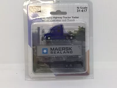 New N Scale Kato Volvo Truck Maersk Sealand Container & Trailer • $79.95