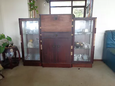 Antique Wood Glass China Cocktail Display Cabinet • $250