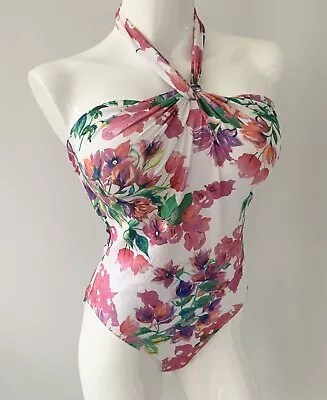 NEW Matthew Williamson @Debenhams White Pink Floral Swimsuit UK 14  RRP £45 • £24.99