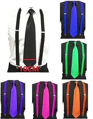  Mens Ties Skinny Tie And Suspenders Set Men's Back Longer Necktie Prom • $15.99