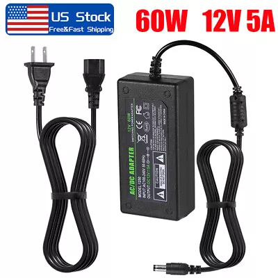 12V 5A 5 Amp 60W DC POWER Supply ADAPTER Transformer LED Strip Light CCTV PC • $11.85