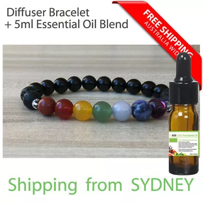 $25.95 • Buy 7 Chakra Bracelet | Essential Oil Diffuser Bracelet | + 5ml Essential Oil Blend