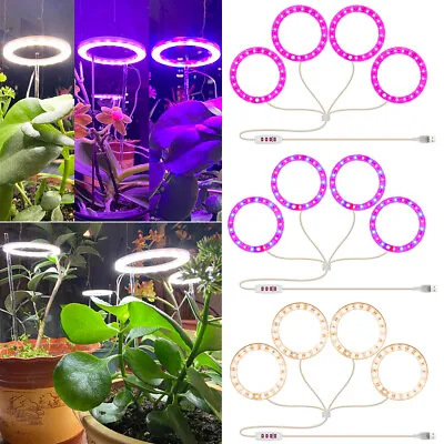 £7.79 • Buy USB LED Grow Light Plant Growing Full Spectrum Dimmable Indoor Plants Ring Lamp