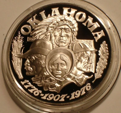 $0.99 • Buy 46th State OKLAHOMA  1 Oz .925 SILVER Medal Superb Gem PROOF 50 States Set
