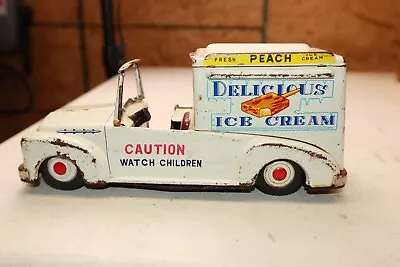 Vintage Made In Japan Tin Friction Delicious Ice Cream Truck To Restore / Parts • $29.99