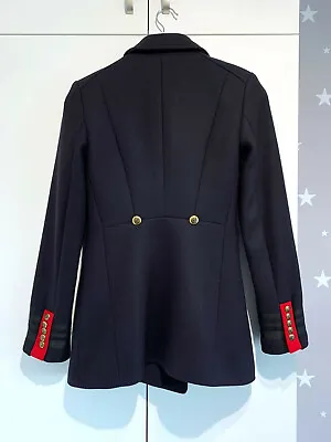 A605 Zara Coat With Red Accents Military Navy Gold Buttons Jacket Blazer - M • $139.99