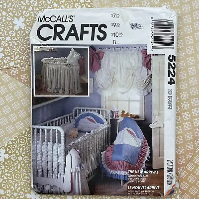 Vintage Sewing Pattern BUNNY NURSERY CRIB SET Bassinettte McCalls Crafts #5224  • $9.66