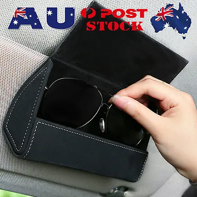 $17.59 • Buy Suede Leather Car Sun Visor Sunglasses Case Holder Eye Glasses Box Clip Bag