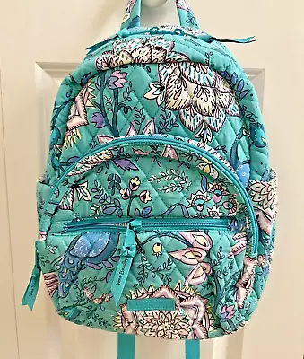 NWT Vera Bradley Essential Mini Compact Backpack In Cotton “Peacock Garden  $115 • $44.99