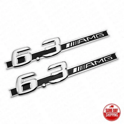 2x OEM ABS Mercedes 6.3 AMG Emblem Fender Logo Badge Nameplate Decoration Sport • $17.99