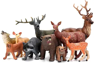$29.50 • Buy Woodland Animals Figurines Toys, 10 Piece Realistic Plastic Wild Forest Animals 