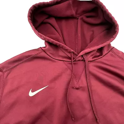 NIKE | Men's XL Dri-Fit Therma Maroon Hoodie Pullover Fleece Lined Logo Pocket • $59.99