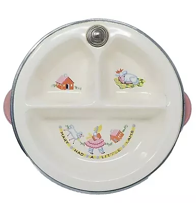 BARTSCH CHILDS WARMING DIVIDED PLATE VINTAGE MARY HAD A LITTLE LAMB 1940 Baby  • £18.99