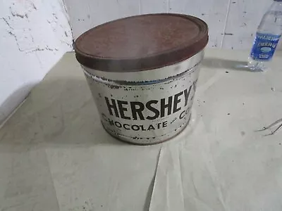 Antique Vintage Hershey's Chocolate Cocoa Tin 10  Round Large Canister USA W/Lid • $35