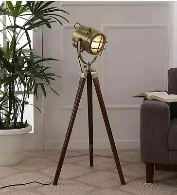 $220.17 • Buy Floor Lamp Brass Antique With Spot Search Light Marine Nautical Tripod Stand