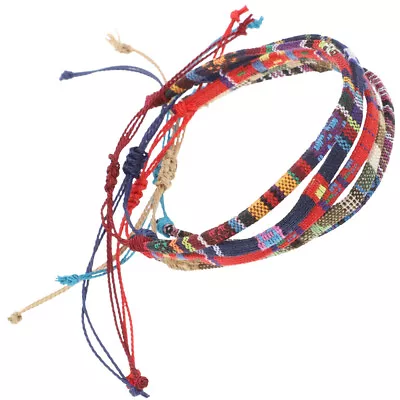  5 Pcs Colorful Bracelet Rope Cotton Linen Women's Wrist Strap Girl Woven Anklet • £9.28