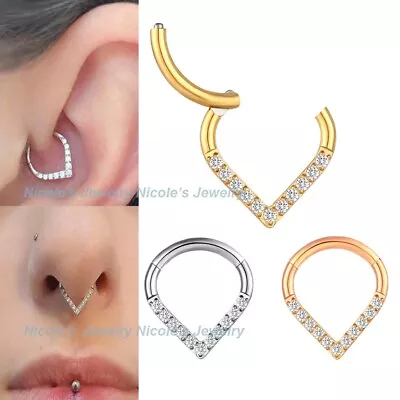 $8.10 • Buy 16g Surgical Steel WaterDrop Hinged Clicker Nose Ring Ear Tragus Septum Piercing