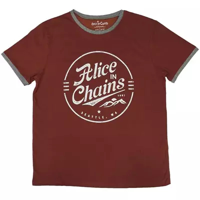 Alice In Chains - Circle Emblem Maroon Ringer Shirt • $50.99