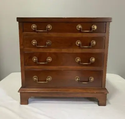 Vintage 4 Drawer Solid Wood Desktop Chest Storage Cabinet Bedside Table 18.5 H • $119