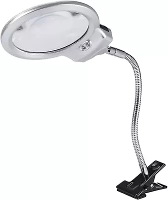 SH-RuiDu Table Magnifier With Clamp Large Lens LED Lighted Magnifying Glass Top • £21.70