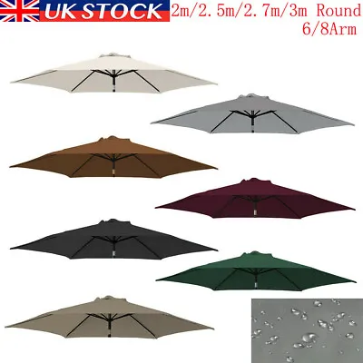 £20.99 • Buy 2m 2.5m 2.7m 3m 3x2m Replacement Fabric Garden Parasol Canopy Cover 6 Or 8 Arm