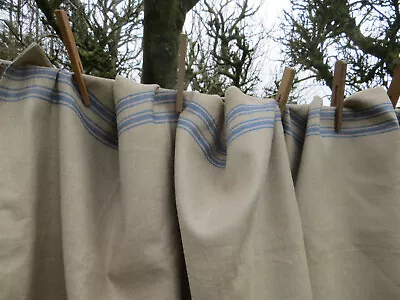 Vintage Manglecloth Mangle Cloth  Tablecloth Runner Pure Linen 3.22 Blue Stripes • $67.99