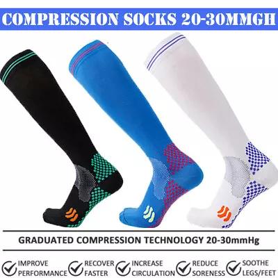 3x Compression Socks 20-30mmHg Support Miracle Calf Leg Sport Men Women S&M/L&XL • $19.99