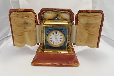 Cartier Vintage Desk Clock Minute Repeater 18k Gold With Blue Cloisonne Enamel ! • $65000