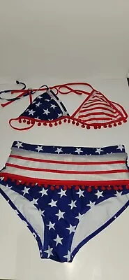 £9.57 • Buy American Flag Stars And Stripes Bikini Red White & Blue Size Large