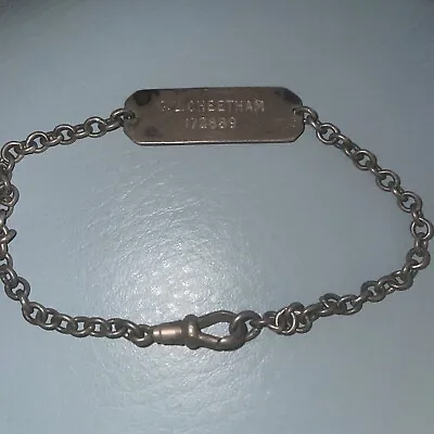 Military Vintage  Identity Bracelet Name Gl Cheetham - Number 172889 • £5