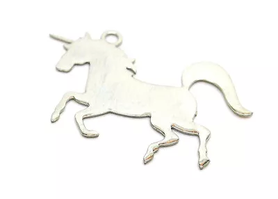 10 Flat Unicorn Charms - Silver Tone - Engraving/Etching - 14mm X 23mm - P00987 • £4.19