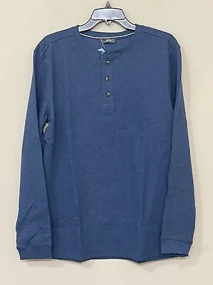 Members Mark Men’s Blue Thermal Henley Waffle Knit Long Sleeve Comfort T-Shirt L • $15.99