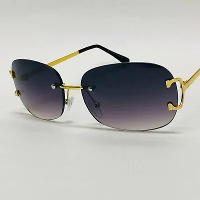 Pop Smoke Shades Men's Sunglasses Clear Brown Black Lens Metal Gold Frame NEW  • $16.99