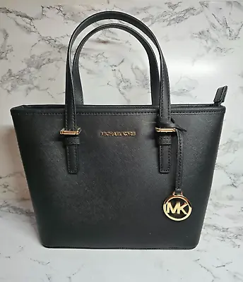 Michael Kors Carmen Small Black Satchel Handbag Purse Tote Bag • $75.95