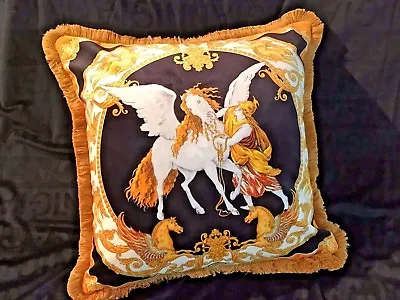 VERSACE CUSHION PILLOW PEGASUS HORSE Con Flecos Almohada 2 Sides With Insert  • $369