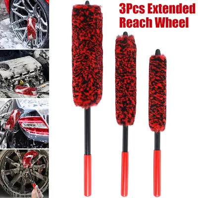 3Pcs Wheel Cleaning Brush Tool Kit Micro Fiber Wheel Wand Car Wheel Rim BvnBH • $27.29