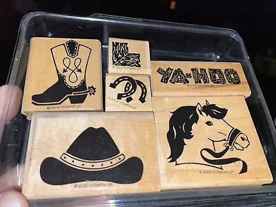 Stampin' Up Rubber Scrapbook Stamps HORSE COWBOY Hat Boots YAHOO Set 6 ❤️blt39j2 • $50