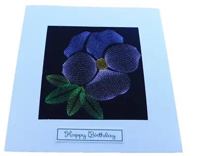 Complete Handmade Machine Embroidered Birthday Card Pansy • £3.50