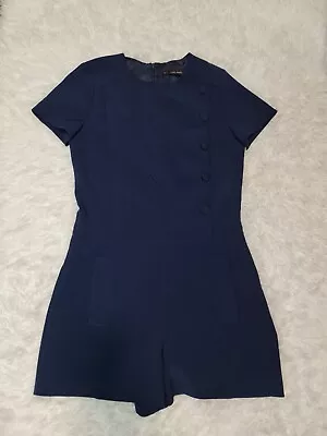 Zara Size Small Navy Blue Playsuit Button Side Short Sleeve • $19