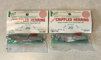 2 Vintage Green Point 1-1/2oz Crippled Herring Chrome Silver Plate Luhr Jensen • $12.99