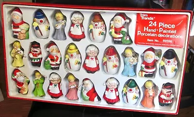 Vintage Trim Trends Hand Painted 24 Christmas Tree Ornaments~In Original Box NOS • $21.99