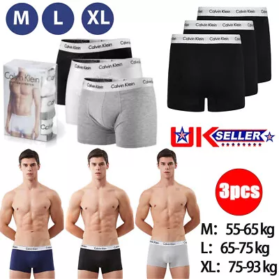 CK Calvin Klein  Mens Boxers Shorts 3 Pack Cotton Stretch Trunks Underwear M-XL • £14.99