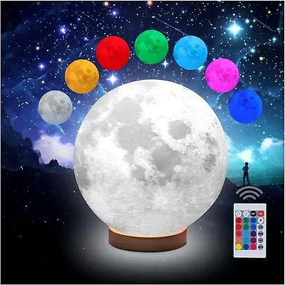 3D Galaxy Ball Moon Lamp - 16 Colors Moonlight Globe Luna Night Light With Stand • $15.99